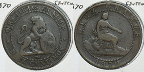 Spain 1870 10 Centimos 198432 combine shipping