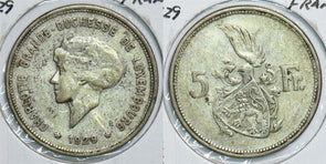 Luxembourg 1929 5 Francs 299091 combine shipping