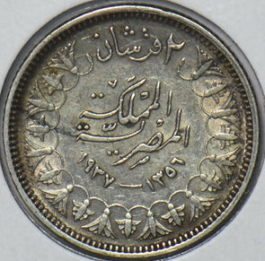 Egypt 1937 AH 1356 2 Piastres 296600 combine shipping