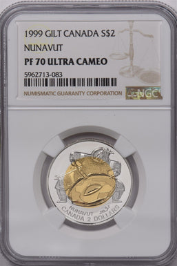 Canada 1999 2 dollar Silver NGC Proof 70 Ultra Cameo NG1672 combine shipping