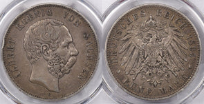 German States 1895 E 5 Mark Eagle animal PCGS XF 40 Saxony J-125 PC1442 combine