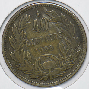 Chile 1908 S 40 Centavos Condor animal 295168 combine shipping