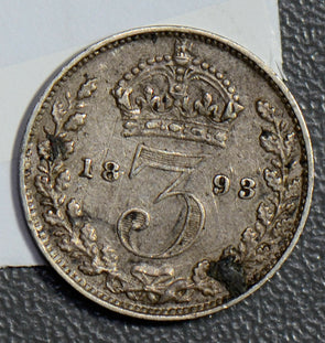 Great Britain 1893 3 Pence silver threepence GR0250 combine shipping