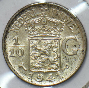 Netherlands East Indies 1941 P 1/10 Gulden Lion animal 194984 combine shipping