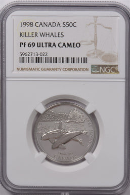 Canada 1998 50 Cents Silver NGC Proof 69 Ultra Cameo Killer Whales NG1604 combin