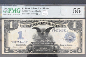 US 1899 $1 PMG AU 55 Silver Certificates Black Eagle Fr#233 Teehee/Burke PM0284