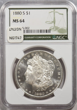 1880-S Morgan Dollar Silver Very Frosty Luster NGC MS64 NG1747