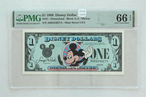 Disney Dollar 1988 Dollar PMG Gem UNC 66EPQ DIS7. Mickey. Main Street USA PM024