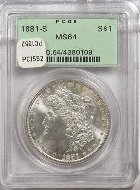 1881-s Morgan Dollar Silver Morgan dollar PCGS MS64 PC1552