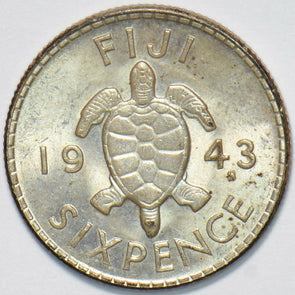 Fiji 1943 George VI 6 Pence Turtle animal 293210 combine shipping