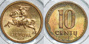 Lithuania 1991 10 Centu Horse animal 198342 combine shipping