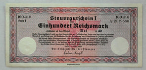 Germany 1940 3RPReich 100 Reichsmark Tax note CU RC0416 combine shipping
