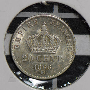 France 1866 BB  silver 20 Centimes F0123 combine shipping