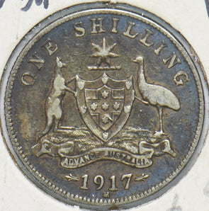 Australia 1917 Georgivs V Shilling Kangaroo animal Ostrich Austraila Coat of Ar