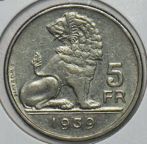 Belgium 1939 5 Francs Lion animal 195861 combine shipping