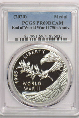 2020 Medal silver PCGS PROOF 69DCAM End of World War II 7th Anniversary PC1163