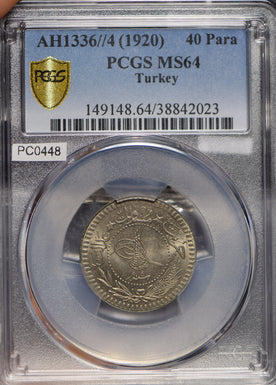 Turkey 1920 AH 1336//4 40 Para PCGS MS64 PC0448 combine shipping