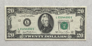 1981 Federal Reserve Notes 20 Dollars Ch UNC Insufficient ink on reverse. Majo