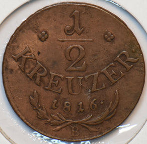 Austria 1816 B 1/2 Kreuzer Eagle animal 193403 combine shipping