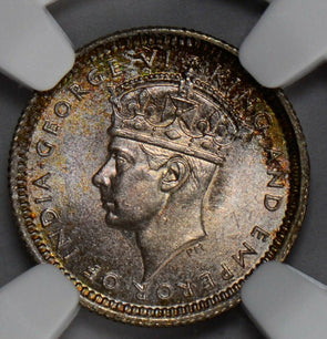 NG0219 Malaya and British Borneo 1943  5 Cents NGC MS 64 beautiful toning combin