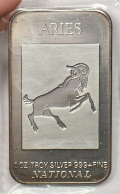 Canada 1990 's 1oz troy silver bar Aries National Co zodiac series BU0682 combin