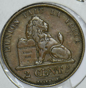 Belgium 1874 2 Centimes Lion animal 290955 combine shipping