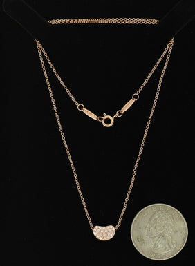 Tiffany&Co 18K Gold Diamond Necklace 3.54g Diamond TCW 0.14ct Pendant 0.38*0.25*