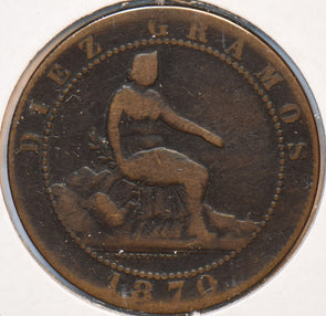 Spain 1870 10 Centimos Lion animal 193250 combine shipping