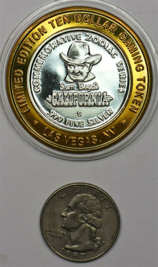 1990 's Casino Chip Token silver Ox animal Sam Boyd's California gaming token.