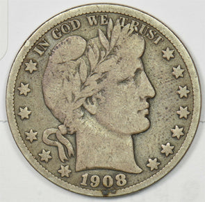 1908-S Barber Half Dollar 90% silver VG-F U0367