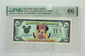 Disney Dollar 1998 $10 PMG Gem UNC 66EPQ DIS55. Minnie. View of Disneyland PM02