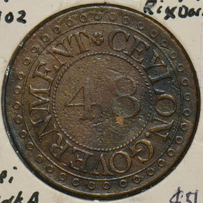 Ceylon 1802 1/48 Rixdollar Elephant animal Sri Lanka 1796-1848 C0414 combine shi