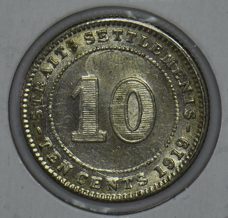 Straits Settlements 1919 George V 10 Cents 291097 combine shipping