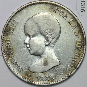 Spain 1888 5 Pesetas 491316 combine shipping