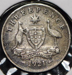 Australia 1921 3 Pence Kangaroo animal Emu  191456 combine shipping