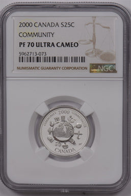 Canada 2000 25 Cents Silver NGC Proof 70 Ultra Cameo Community Perfect 70 NG1579