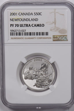 Canada 2001 50 Cents Silver NGC Proof 70 Ultra Cameo Newfoundland Perfect 70 NG1