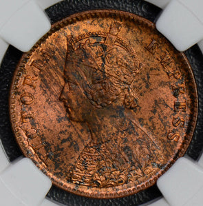 NG0361 British India 1889 C 1/4 Anna NGC MS62 RB