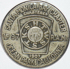 1907 Ocean Park, CA santa monica Masonic Token 293149 combine shipping