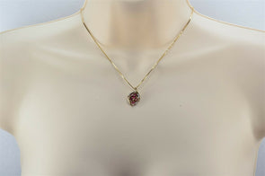 14K Gold Ruby Diamond Necklace GN0005