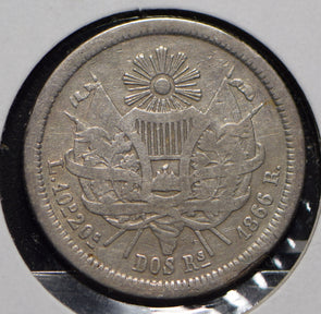Guatemala 1866 2 Reales  290180 combine shipping