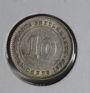 Straits Settlements 1899 10 Cents silver lustrous S0276 combine shipping