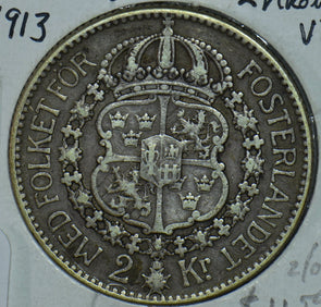 Sweden 1913 Gustav V Sveriges 2 Kronor 290550 combine shipping