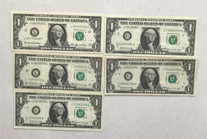 3-1969, 1-1969B,1-2006 Federal Reserve Notes Dollar Ch UNC Lot of 5 RC0334 com