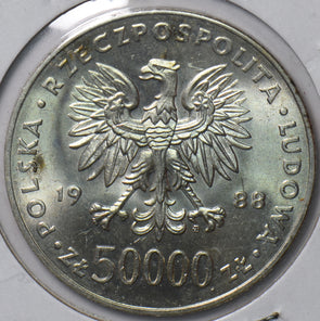 Poland 1988 50000 Zlotych Eagle animal 70th Anniversary of Poland Regaining Inde