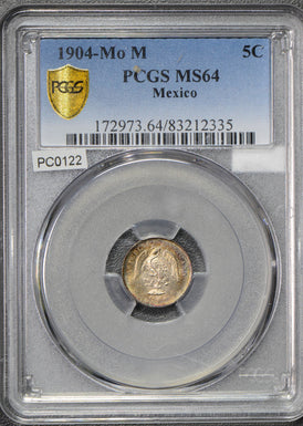 Mexico 1904 5 Centavos silver PCGS MS64 gorgeous toning PC0122 combine shipping