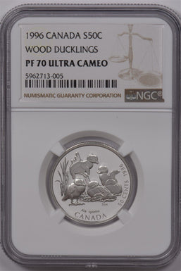 Canada 1996 50 Cents Silver NGC Proof 70 Ultra Cameo Perfect 70 Wood Ducklings N