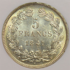 France 1841 W 5 Francs NGC MS63 Gorgeus golden toning NG1016 combine shipping