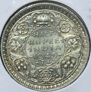 British India 1943 B 1/2 Rupee 295405 combine shipping