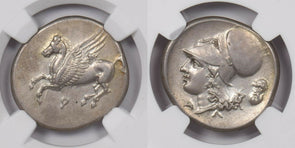 Corinthia, Corinth 400 ~301 BC AR Stater silver NGC CH XF* 8.58g obv Pegasus rv
